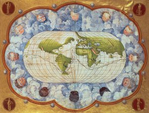 1545年にチャールズ5世が所有していたマゼランの世界の航海をたどる地図（63417も参照）